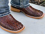 Men’s Cognac Crocodile Leather Boots With Black Shaft