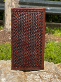 Brown Artesanal Long Wallet With Colorful Beaded