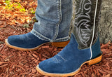 Men’s Blue Jean RoughOut Leather Boots With Black Shaft