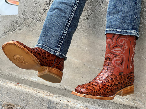 Men’s Cognac Crocodile Leather Boots With Shedron Shaft