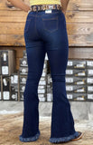 Women’s HY-321 Dark Blue Bell Bottoms Jeans