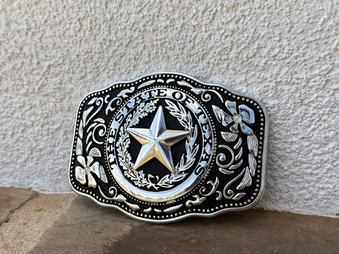 Silver Plated State Of Texas Star Buckle