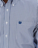 Men’s Cinch White and Royal Blue Striped Shirt