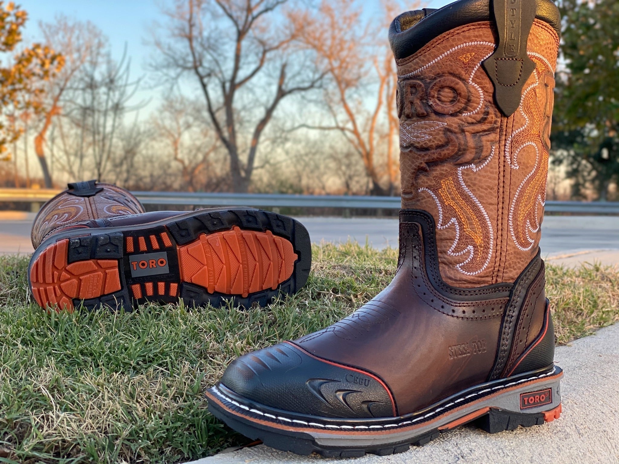 Men s Toro Bravo Brown Steel Toe Work Boots Texas Boot Ranch