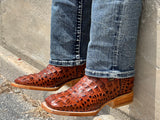Men’s Cognac Crocodile Leather Boots With Shedron Shaft