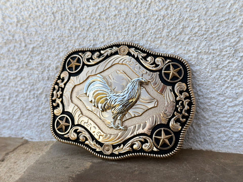 Rooster Gold And Black Plated Buckle
