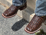 Men’s Brown Crocodile Leather Boots With Tan Shaft