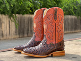 Men’s Brown Crocodile Leather Boots- Orange Shaft