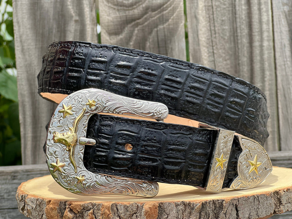 crocodile leather belt