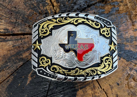 Texas Silver And Black Plated Buckle