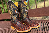 Men’s Cognac Python Leather Boots With Rooster/Brown Shaft