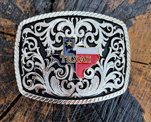 Texas Silver And Black Plated Buckle