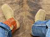 Men’s Honey Roughout Leather Boots With Orange Shaft