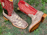 Men’s Genuine Pirarucu Boots With Red Shaft