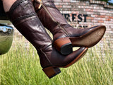 Womens Carolina Brown Leather Boots With knee High Shaft
