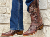 Women’s Rustic Cognac Leather Boots With Snip Toe