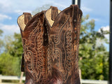 Women’s Distressed Leather Boots With Eagle Embroidery