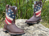 Men’s USA Flag Work Leather Boots With Steel Toe