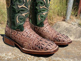 Mens Orix Crocodile With Green Shaft Leather Boots