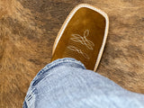 Men’s Caramel Rough-Out Boots With Blue Shaft