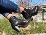 Women’s Black Ankle Boots / Floral Artisan Embroidery