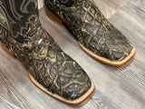 Men’s Genuine Rustic Brown Pirarucu Boots With Black Shaft