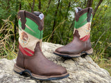 Men’s México Flag Work Leather Boots With Steel Toe