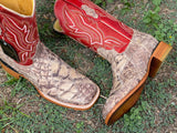 Men’s Genuine Pirarucu Boots With Red Shaft