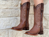 Women’s Ombré Leather Boots With Embroidery Shaft