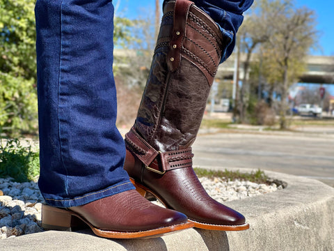 Women’s Brown Leather Boots With Brown Shaft— Removable Arnes