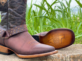 Women’s Brown Leather Boots With Dark Brown Shaft-With Arnes