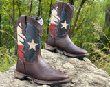 Men’s Texas Flag Work Leather Boots/No Steel Toe