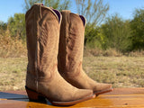 Women’s Camel Suede Leather Boots-Snip Toe