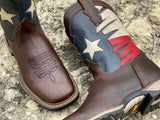 Men’s Texas Flag Work Leather Boots/No Steel Toe