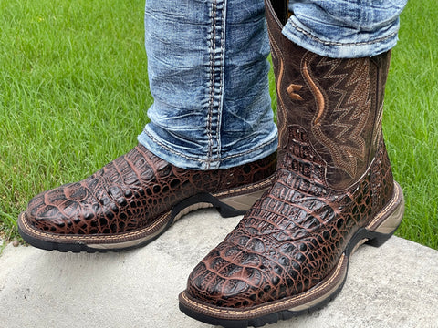 Men's Brown Crocodile Leather Non Steel Work Boots – Texas Boot Ranch