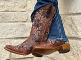 Women’s Rustic Cognac Leather Boots With Snip Toe