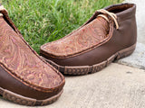 Men’s Western Honey Hand-Tooled Shoes