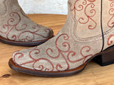 Women’s Sand Color Suede Boots With Bronze Embroidery