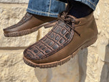 Men’s Brown Crocodile Leather Boat Shoes