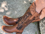 Womens Corona Honey Leather Boots With Genuine Bullhide