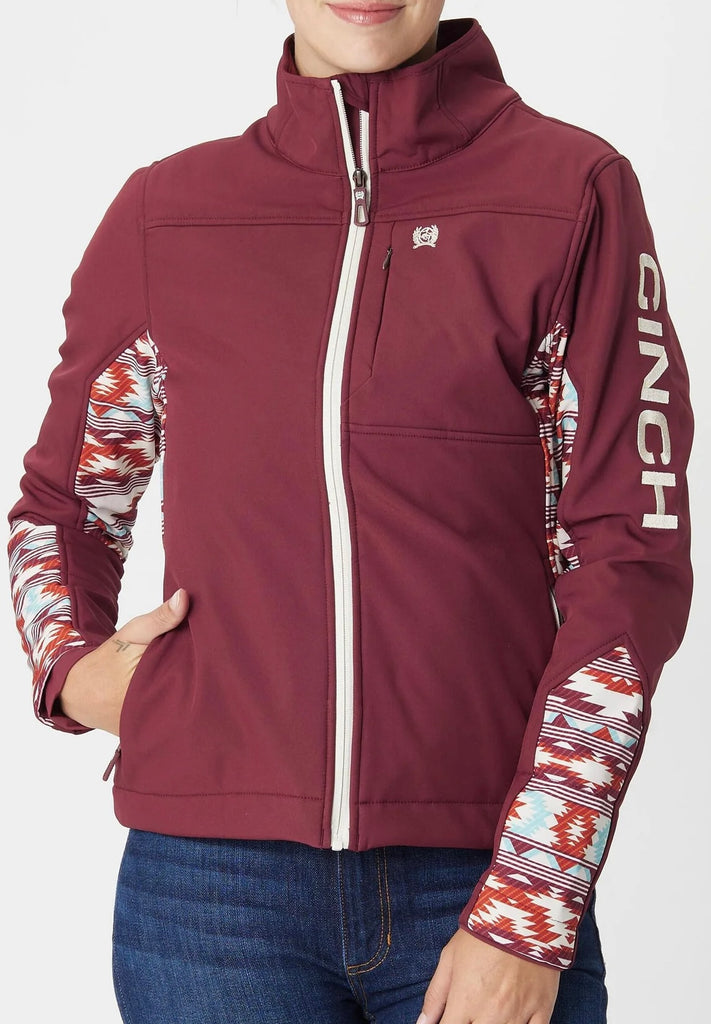 WOMEN'S CONCEALED CARRY BONDED JACKET - AZTEC BURGUNDY – Roman Valley Ranch