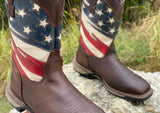 Men’s USA Flag Work Leather Boots With Steel Toe