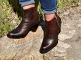 Women’s Wine Ankle Boots / Floral Artisan Embroidery