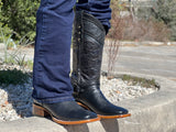 Women’s Black Leather Boots With Black Shaft