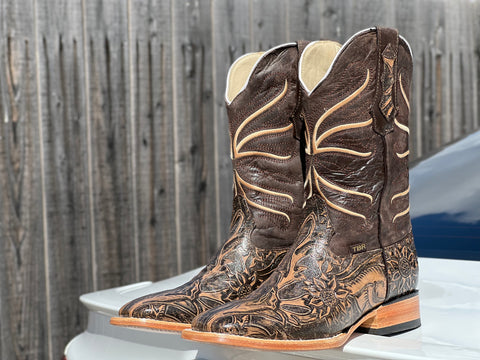 Mens tooled 2025 cowboy boots