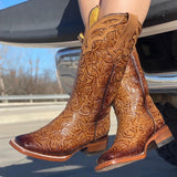 Women’s Honey Ombré Hand-Tooled Leather Boots